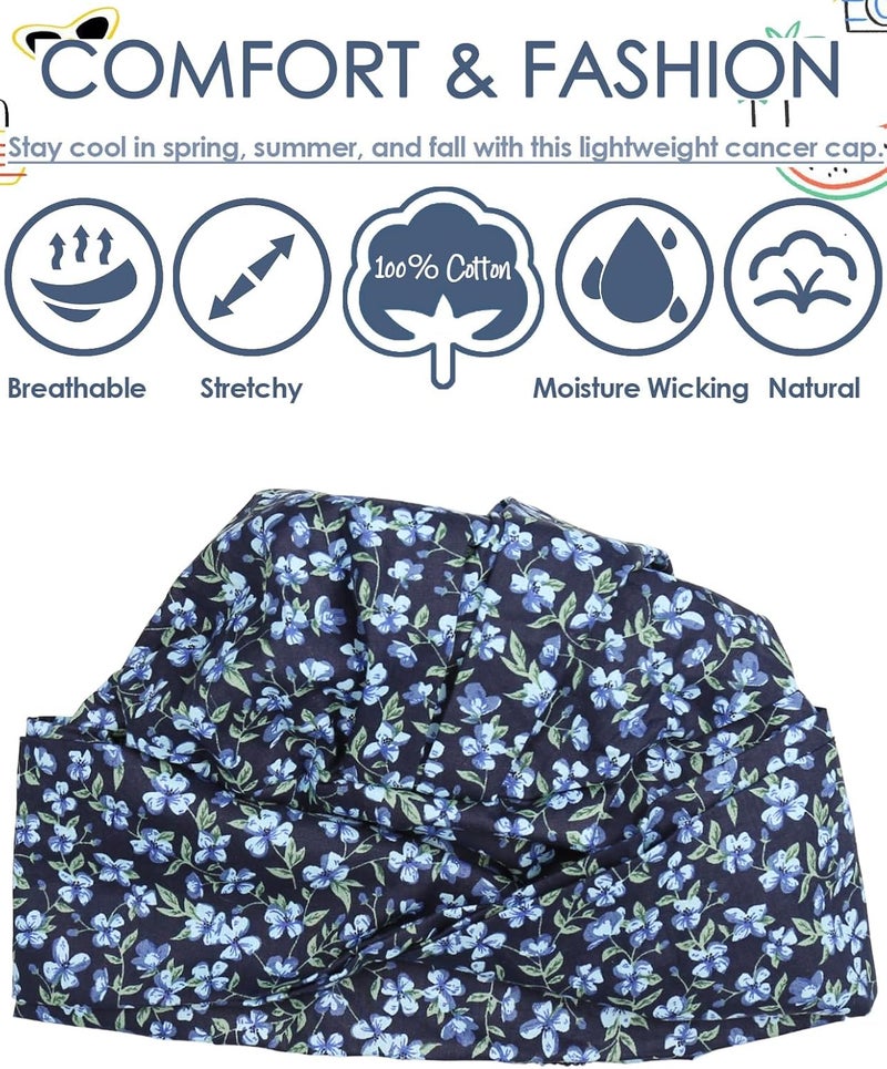 Alnorm 100% Cotton Fashion Headwear Chemo Caps with Stretchy Band for Hair Loss Women - Image 4